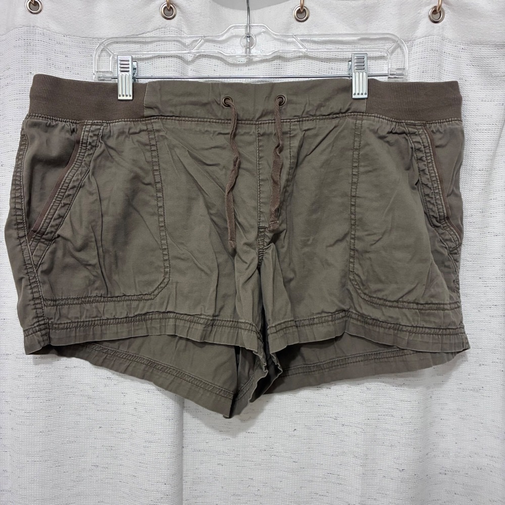 Natural Reflections Womens Size 16 Olive Green Utility Shorts Ribbed Waistband